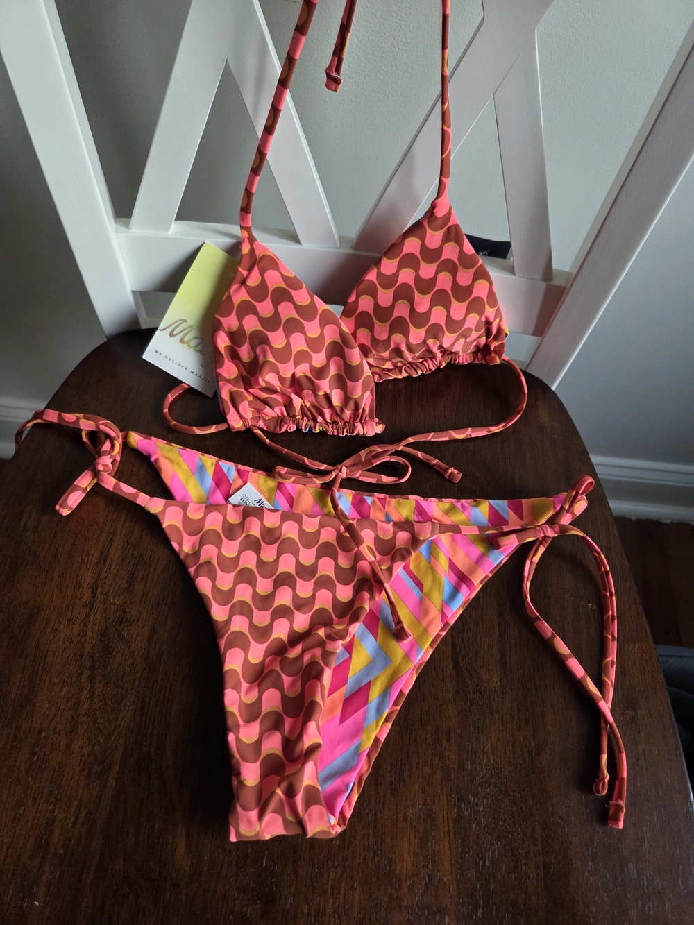 Maaji Reversible Orange And Pink Bikini Top And Bottom Nwt Sz Small